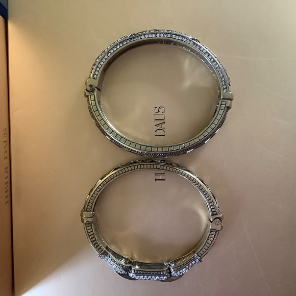 Heidi Daus Set Crystal Hinged Bangle Bracelets Clear SZ M - Picture 8 of 14